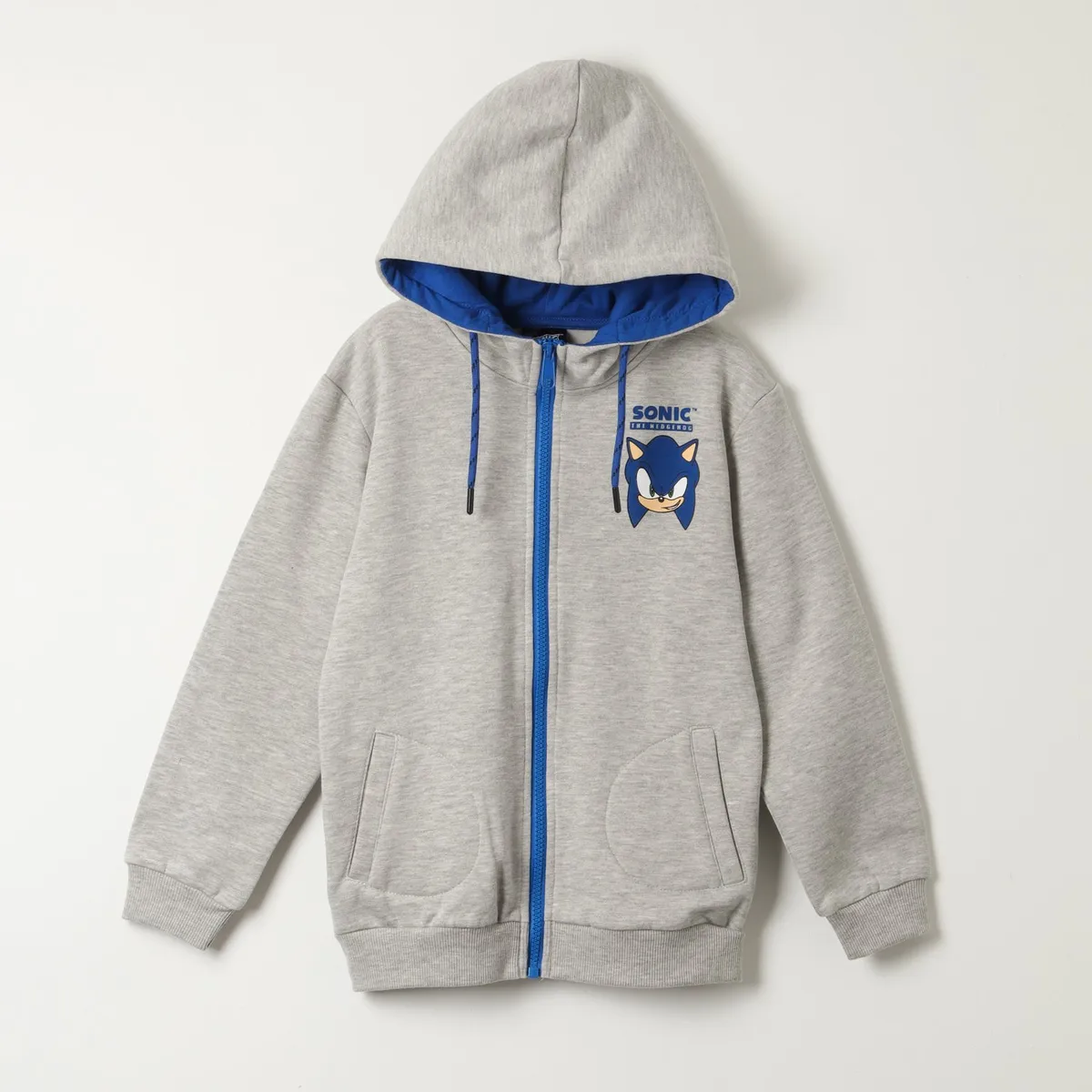 SONIC - Poleron Cerrado Con Gorro Niño Unstoppable Gris Sonic