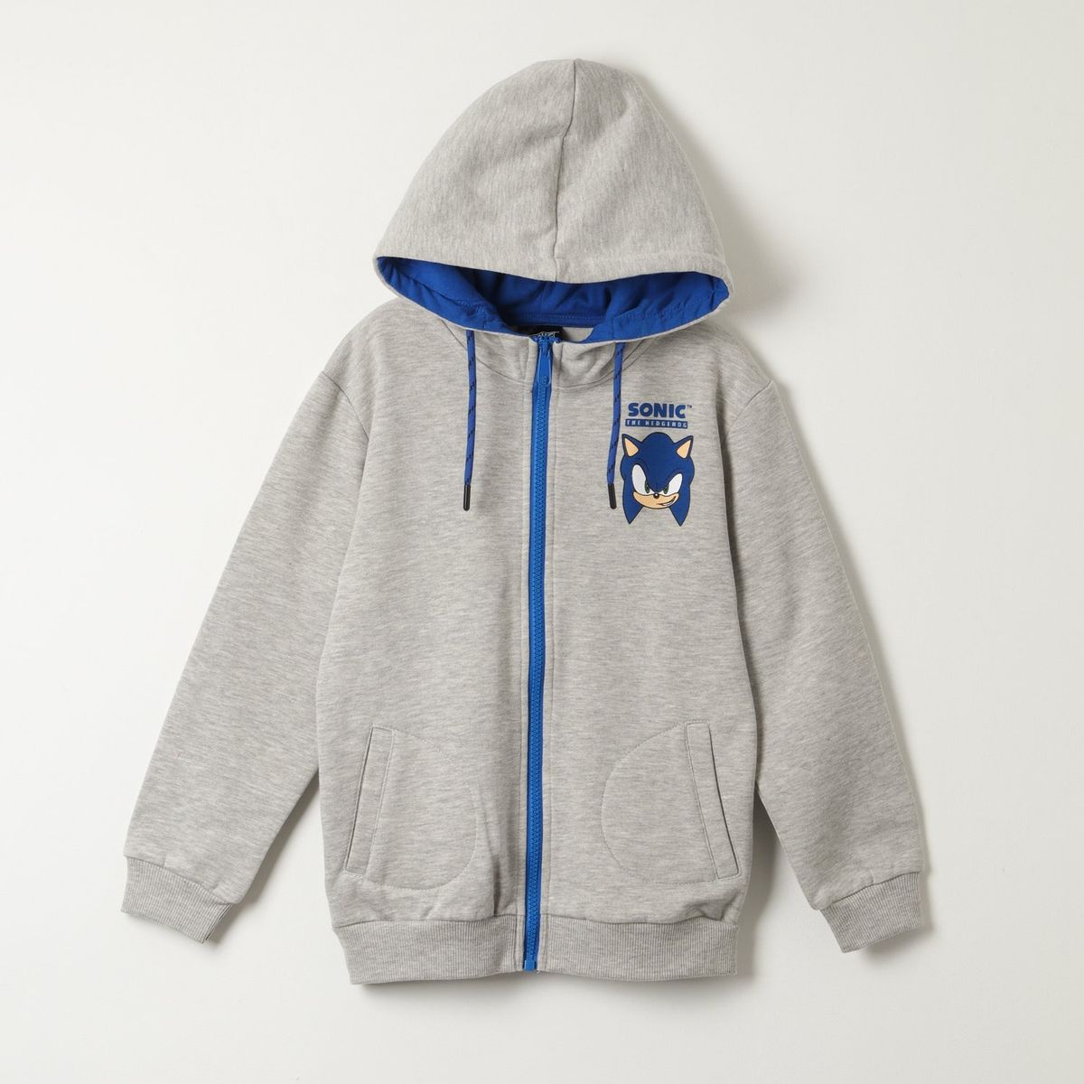 SONIC - Poleron Cerrado Con Gorro Niño Unstoppable Gris Sonic