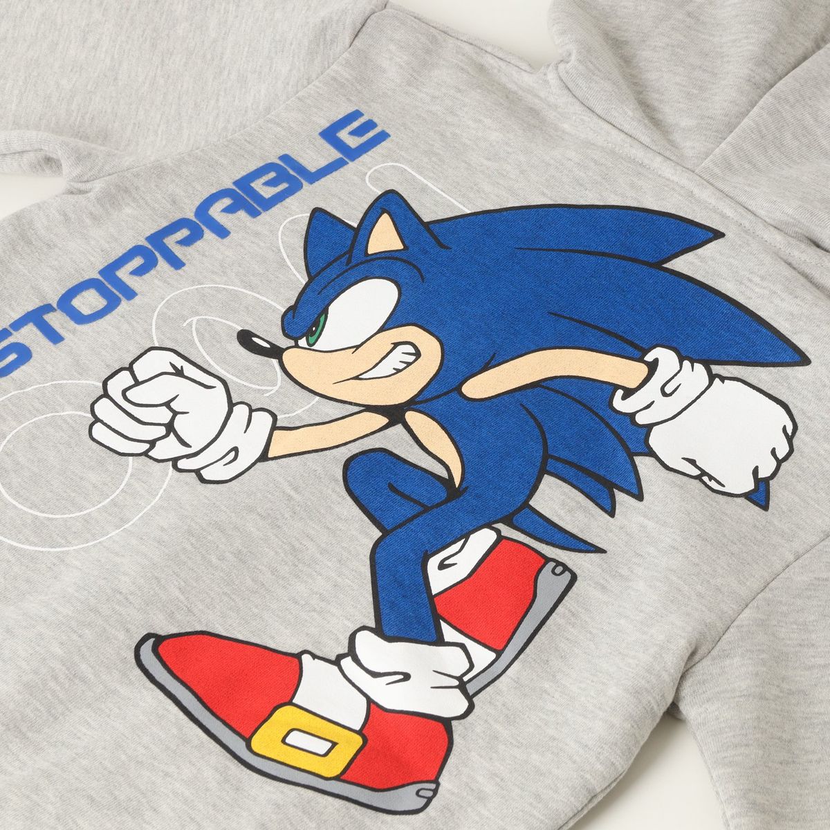SONIC - Poleron Cerrado Con Gorro Niño Unstoppable Gris Sonic