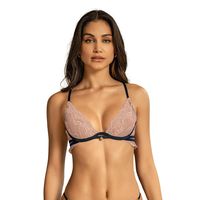 Sostén escote profundo en encaje y tul 091147 Palo Rosa