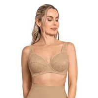 Sostén triangular con copas en encaje y espalda en tela lisa 71357 Café