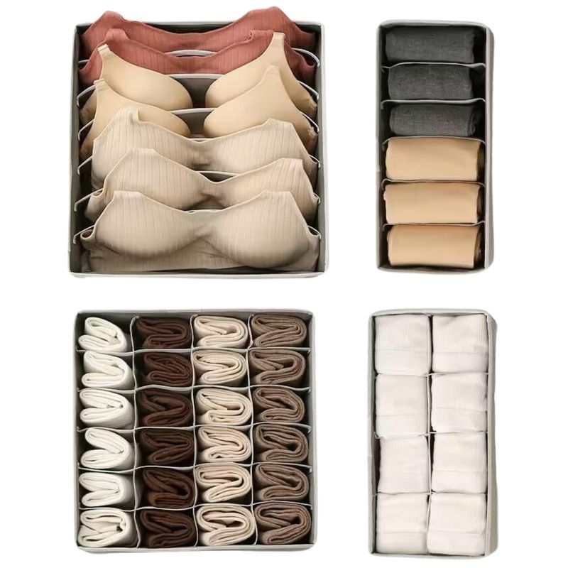 GENERICO - Organizador De Ropa Interior Calcetines Organizador De Cajones Almacenador Closet Interior Hogar Pack X4