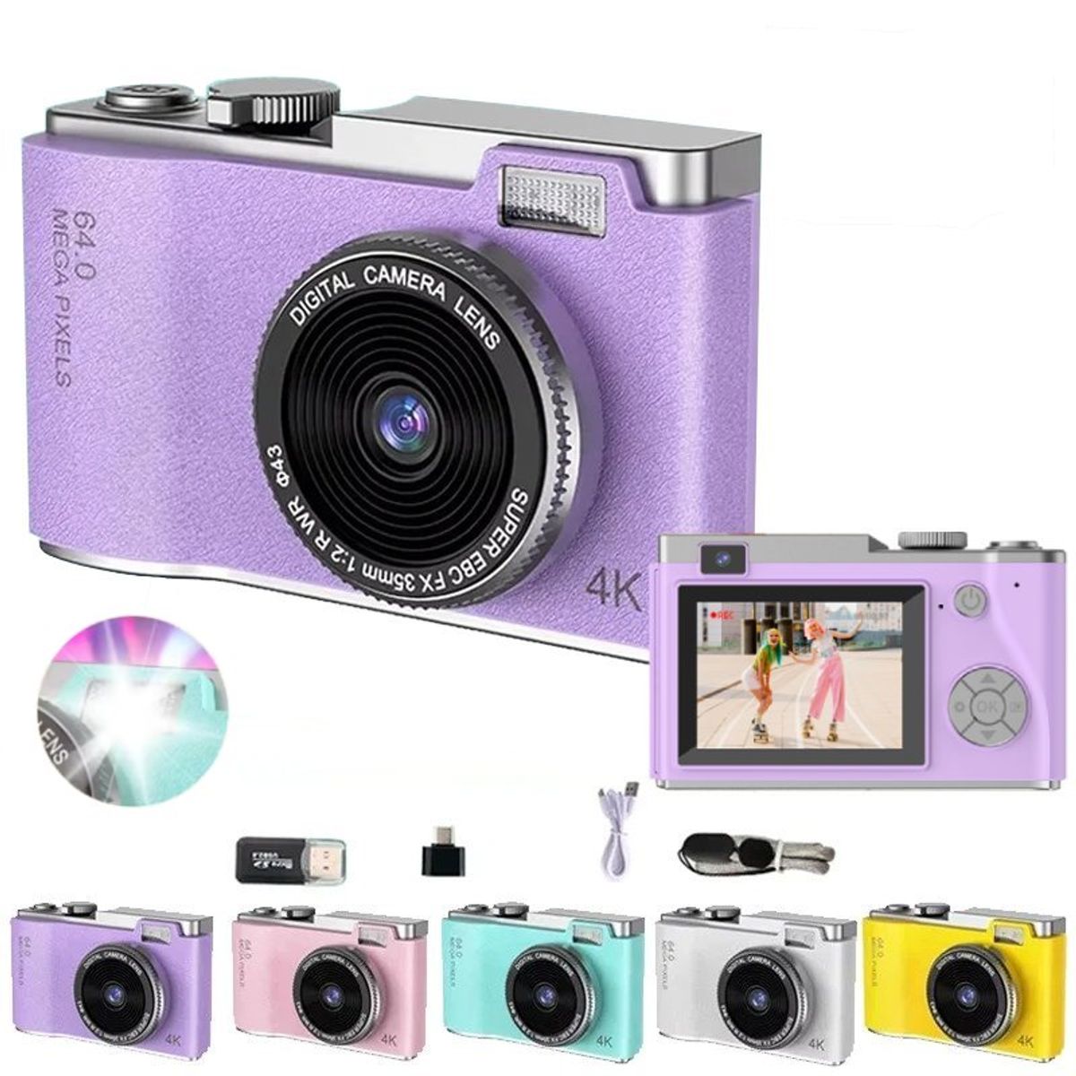 GENERICO - Cámara Fotografíca Retro Digital 4K 64MP 16X de Moda - Gris