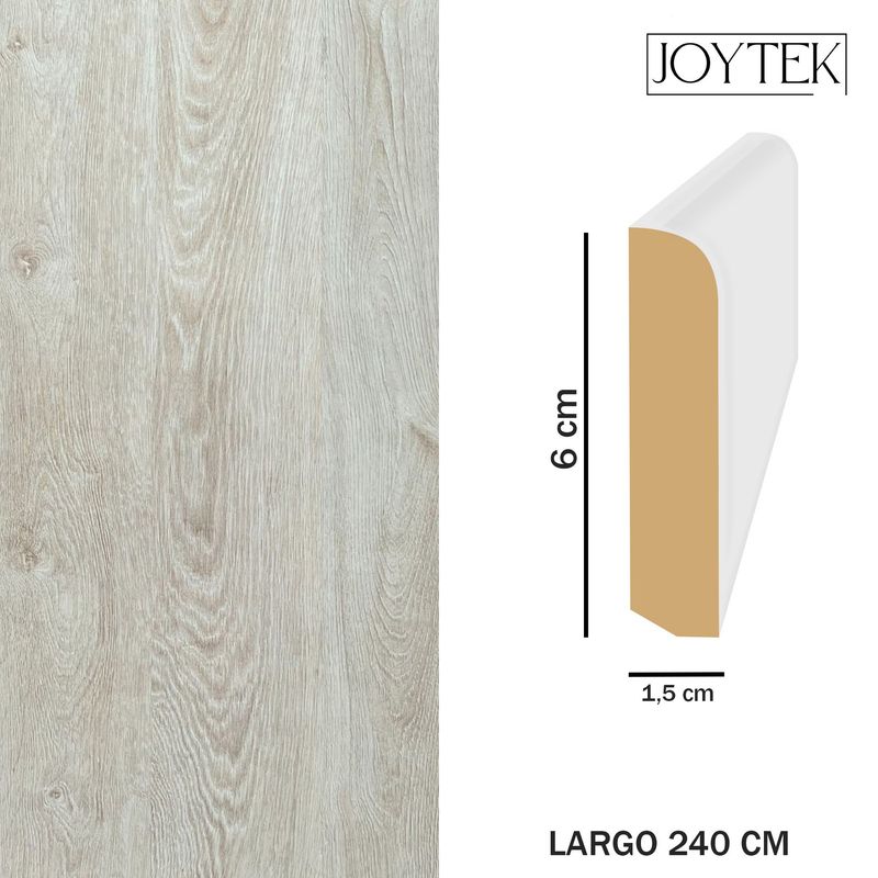 JOYTEK - Guardapolvos MDF JOYTEK Roble Blanco 1 Unidad - 240 cm