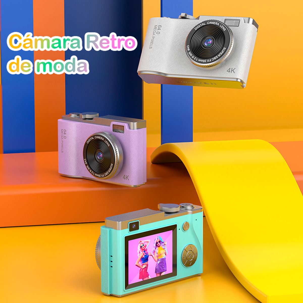 GENERICO - Cámara Fotografíca Retro Digital 4K 64MP 16X de Moda - Rosado