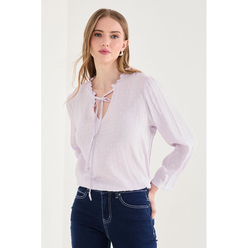 ASH - Blusa Manga Larga Lila Medio Mujer Ash