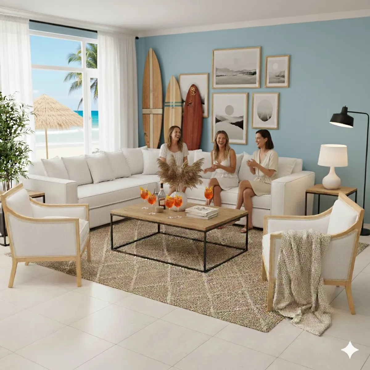 SITIAL HOME - Living 311 Seccional con resortes+ 2 Sitiales  Metropolitan crudo