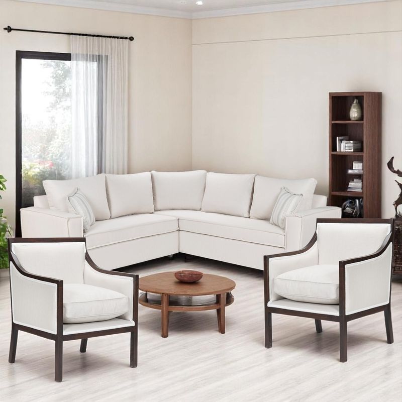 SITIAL HOME - Living 311 Metropolitan Crudo Seccional resortes+ 2 Sitiales Madera