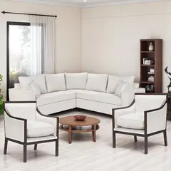 SITIAL HOME - Living 311 Seccional con resortes+ 2 Sitiales Metropolitan crudo
