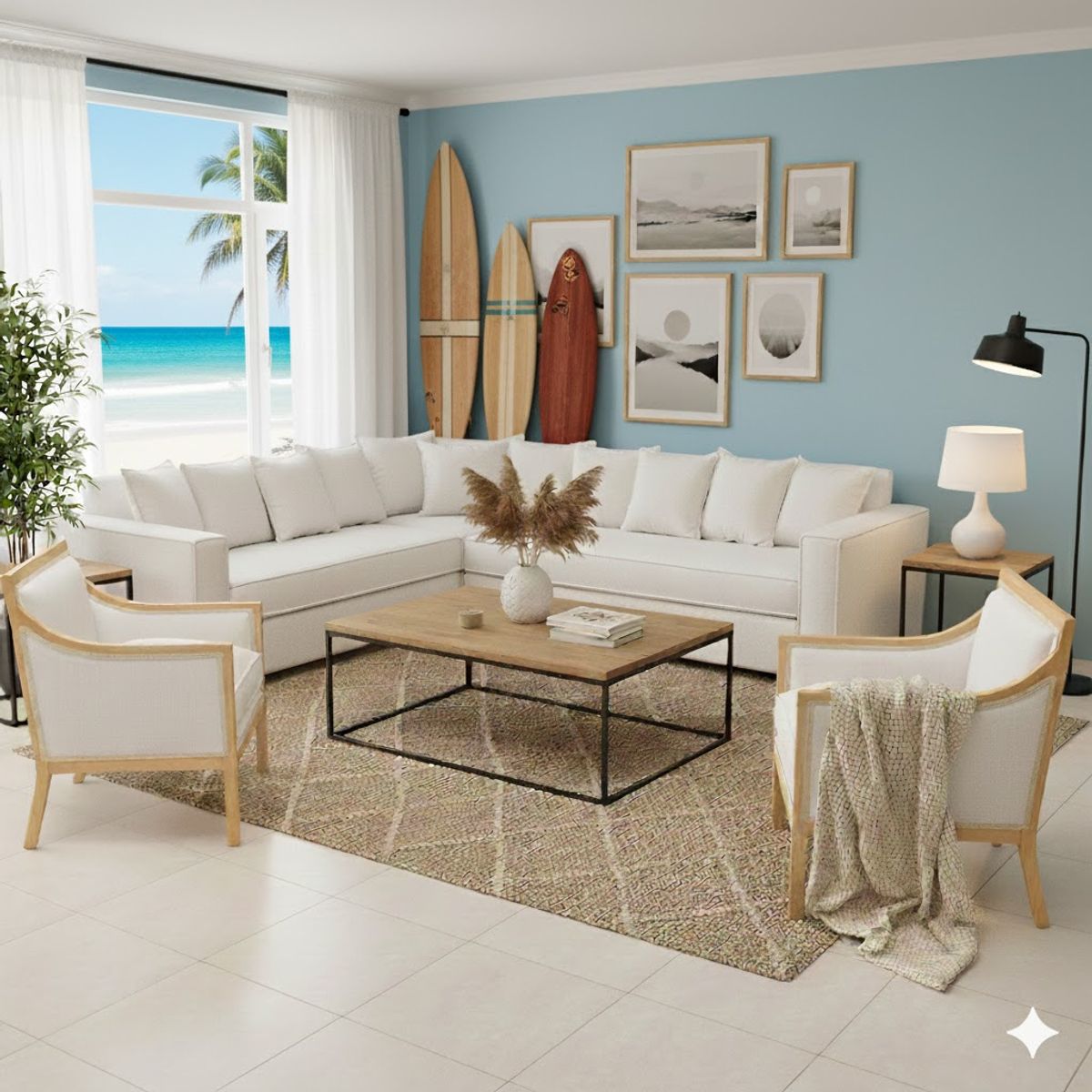 SITIAL HOME - Living 311 Seccional con resortes+ 2 Sitiales  Metropolitan crudo