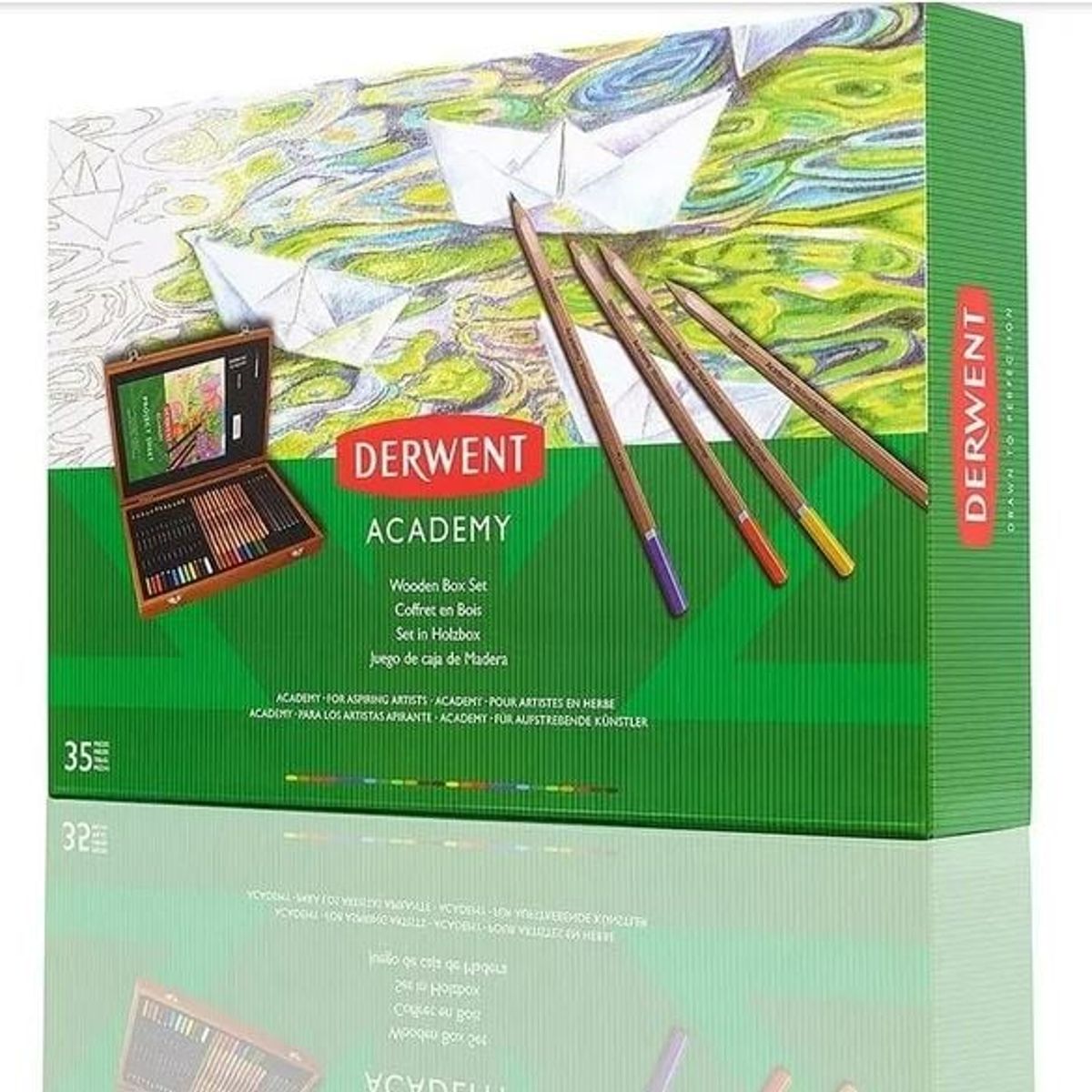 DERWENT - Lápices Derwent Academy Caja Madera 35 piezas