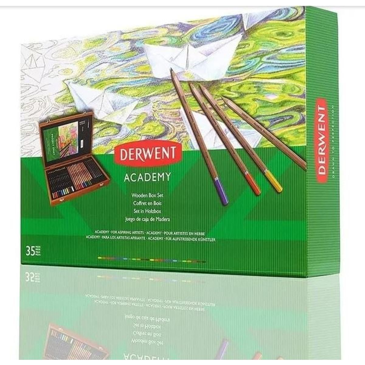DERWENT - Lápices Derwent Academy Caja Madera 35 piezas