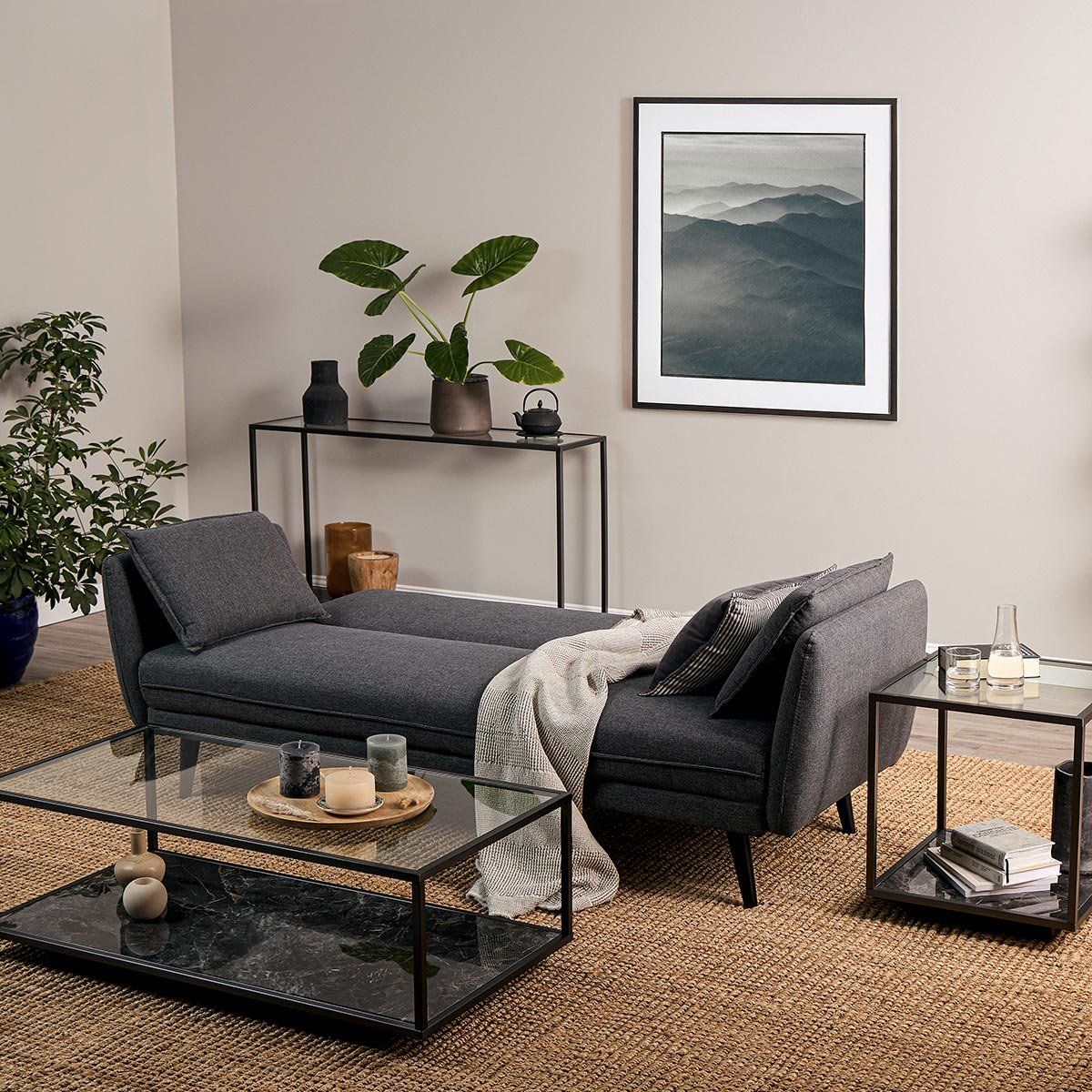 ROSEN - Futón Sonno 3 Cuerpos Tela Grafito