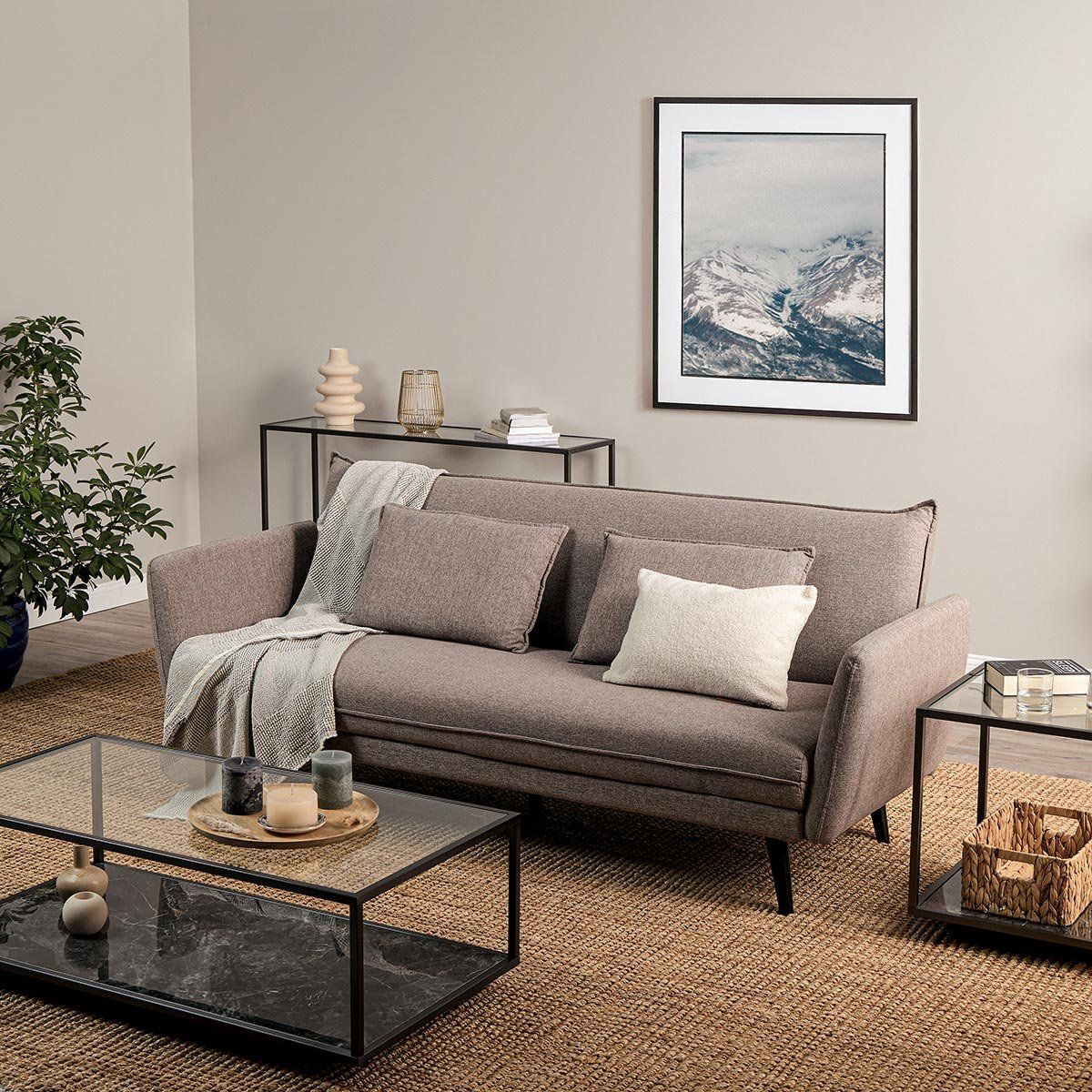 ROSEN - Futón Sonno 3 Cuerpos Tela Beige