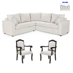SITIAL HOME - Living 311 Juliette seccional resortes + 2 sitiales clasicos en madera
