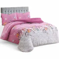 GENERICO - Plumon Plush Liso Con Chiporro 1.5 Plaza + 1 Funda De Almohada