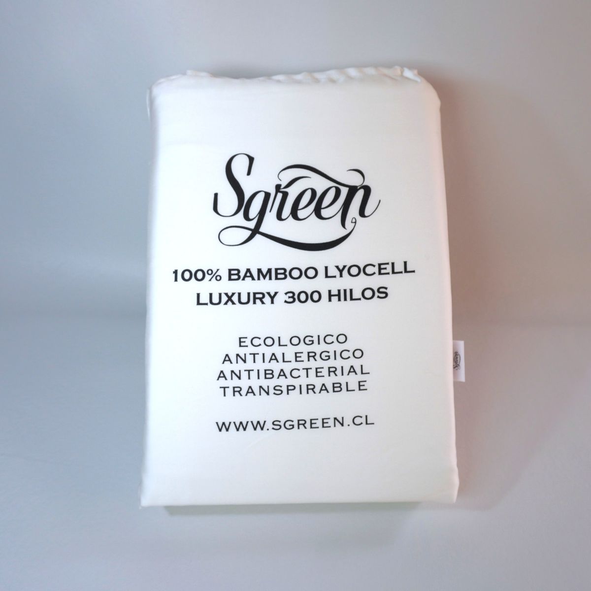 GENERICO - Sabanas Bambu QUEEN con 2Fundas 100% Lyocell 300hilos SgreenBlanco