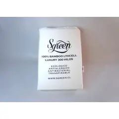 GENERICO - Set de Sabanas 100% Lyocell Bambu 300 hilos SGREEN Blanco Queen con 2 FUNDAS