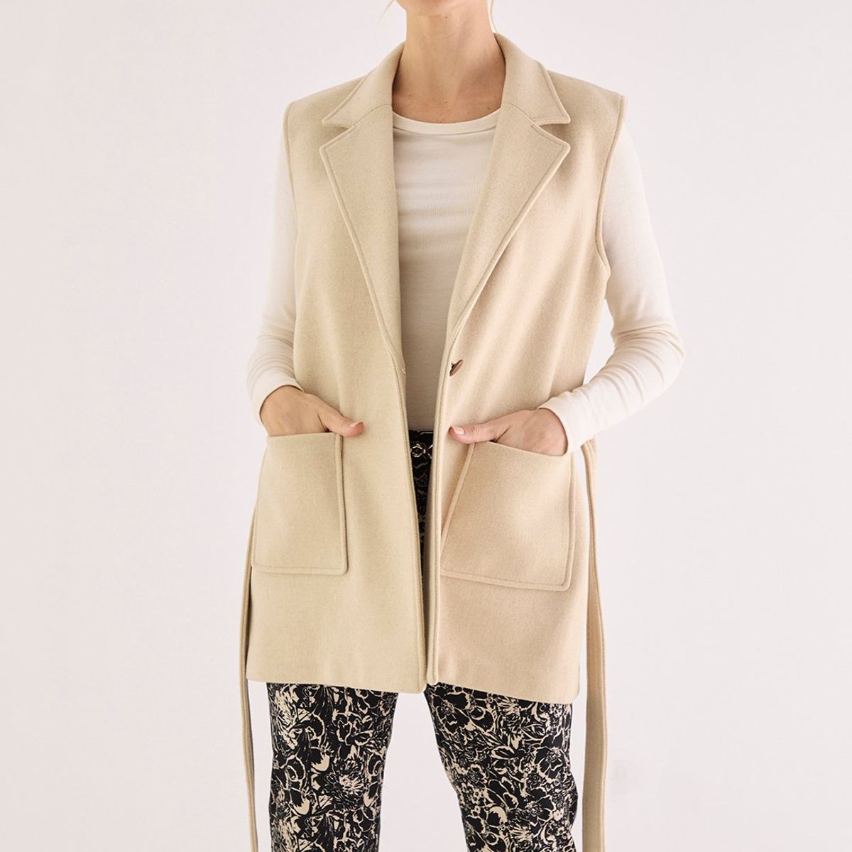 MA GRIFFE - Tapado Abierto Beige Mujer Magriffe