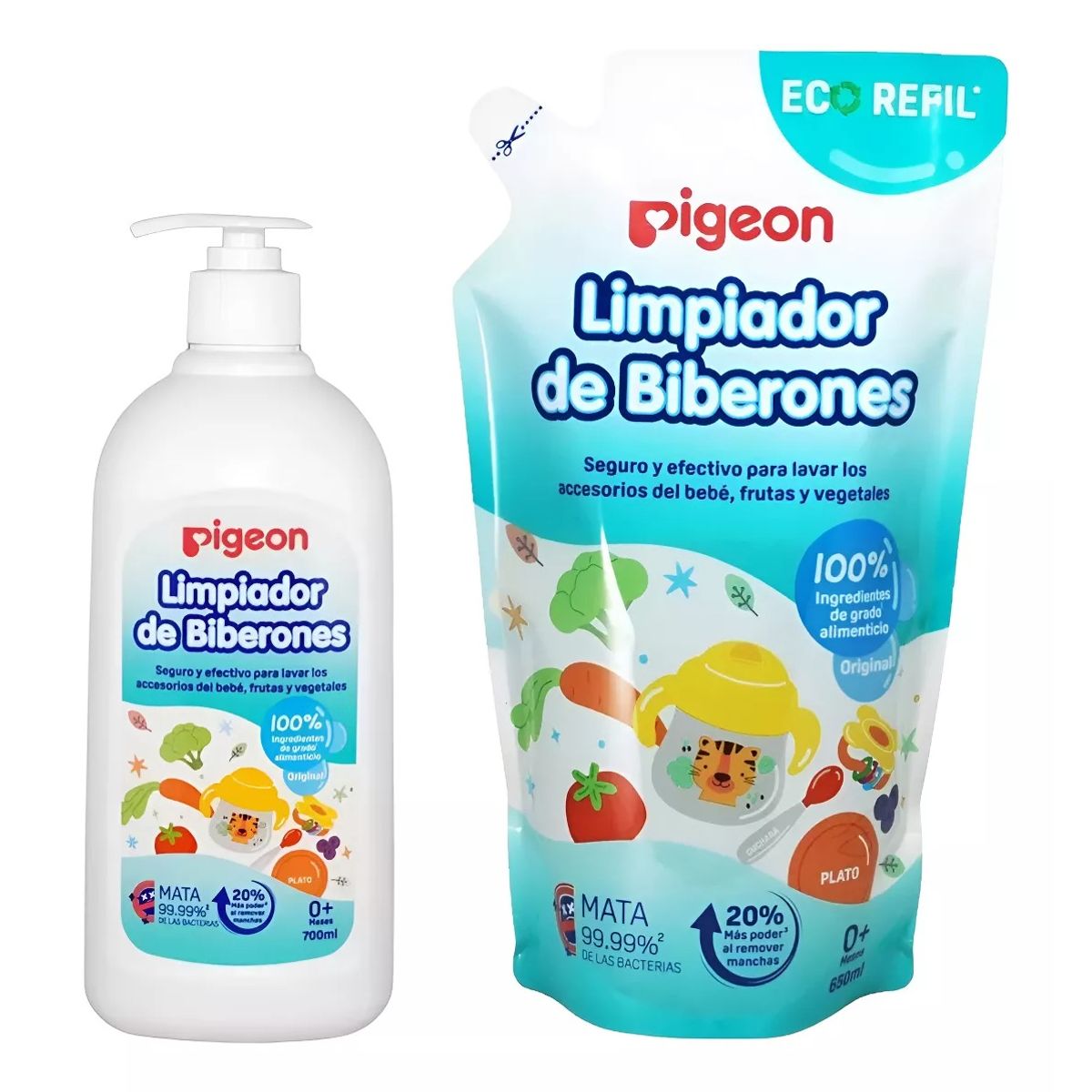 PIGEON - Pack Liquido Pigeon 1 Limpiador Mamaderas Envase + 1 Refill