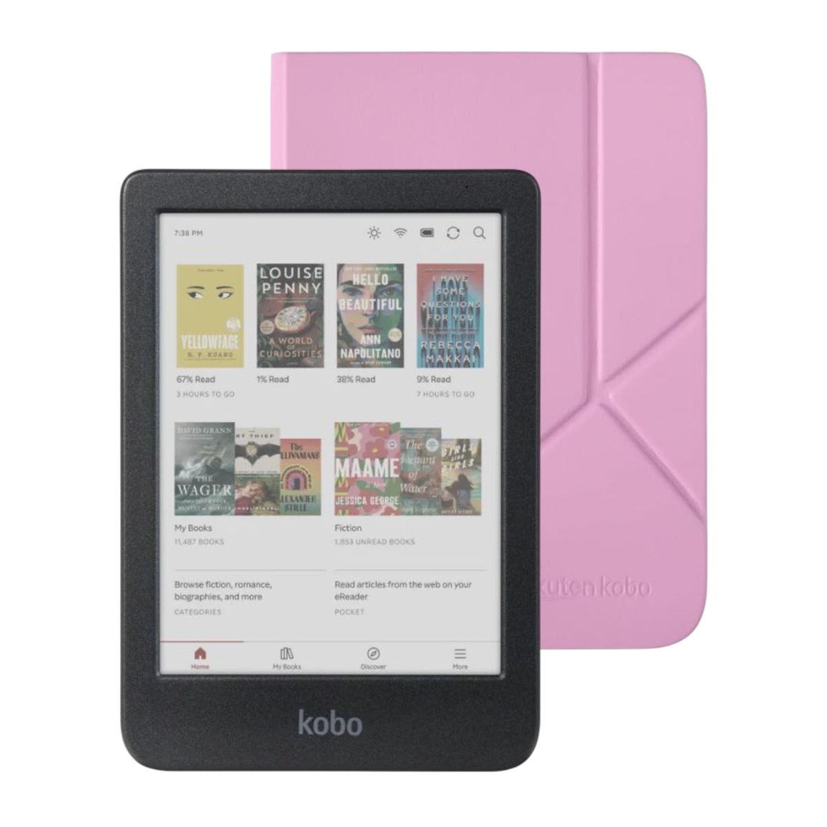 KOBO - Lector E-Reader Clara Colour Negro con Funda SleepCover Rosado