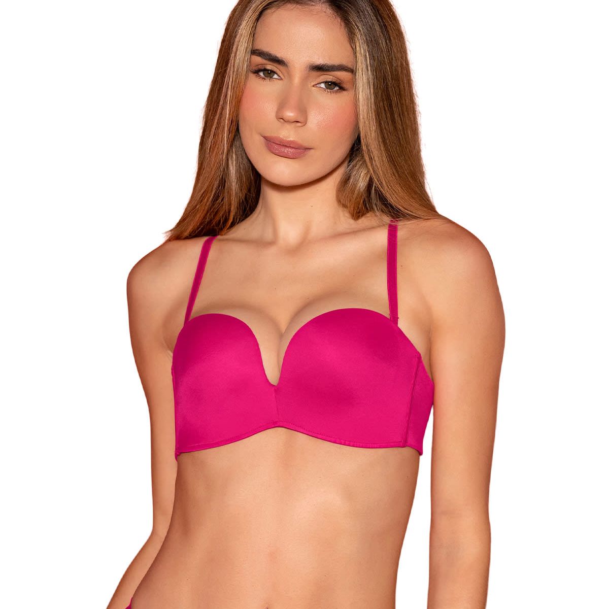 LEONISA - Sostén strapless Antigravedad de realce alto sin arco 011841 Fucsia