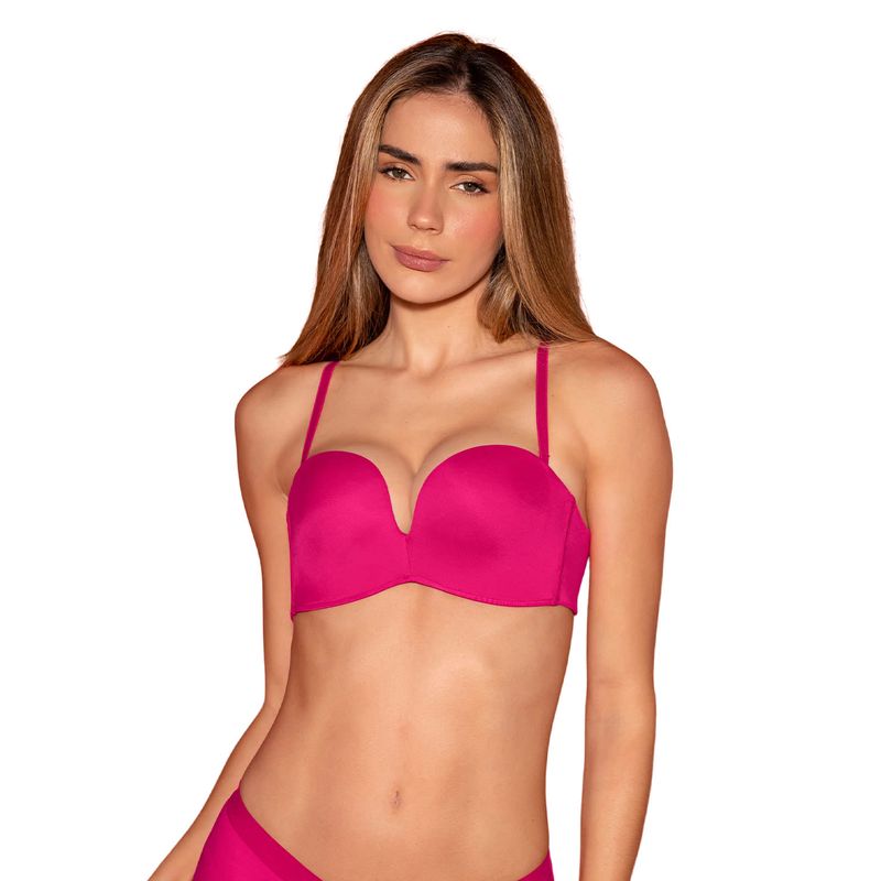 LEONISA - Sostén strapless Antigravedad de realce alto sin arco 011841 Fucsia