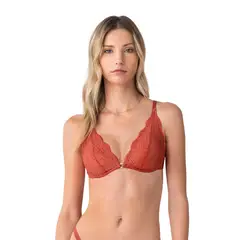 LEONISA - Bralette en encaje con transparencias y arco 091017 Terracota