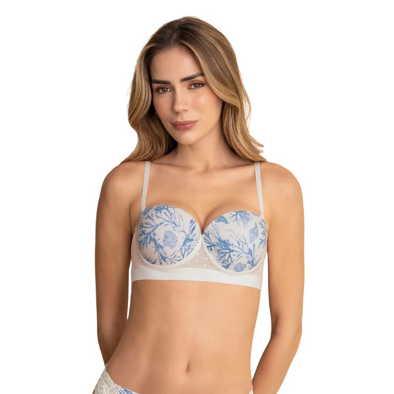 LEONISA - Sostén balconet con realce medio y espalda en tul 011898 Azul
