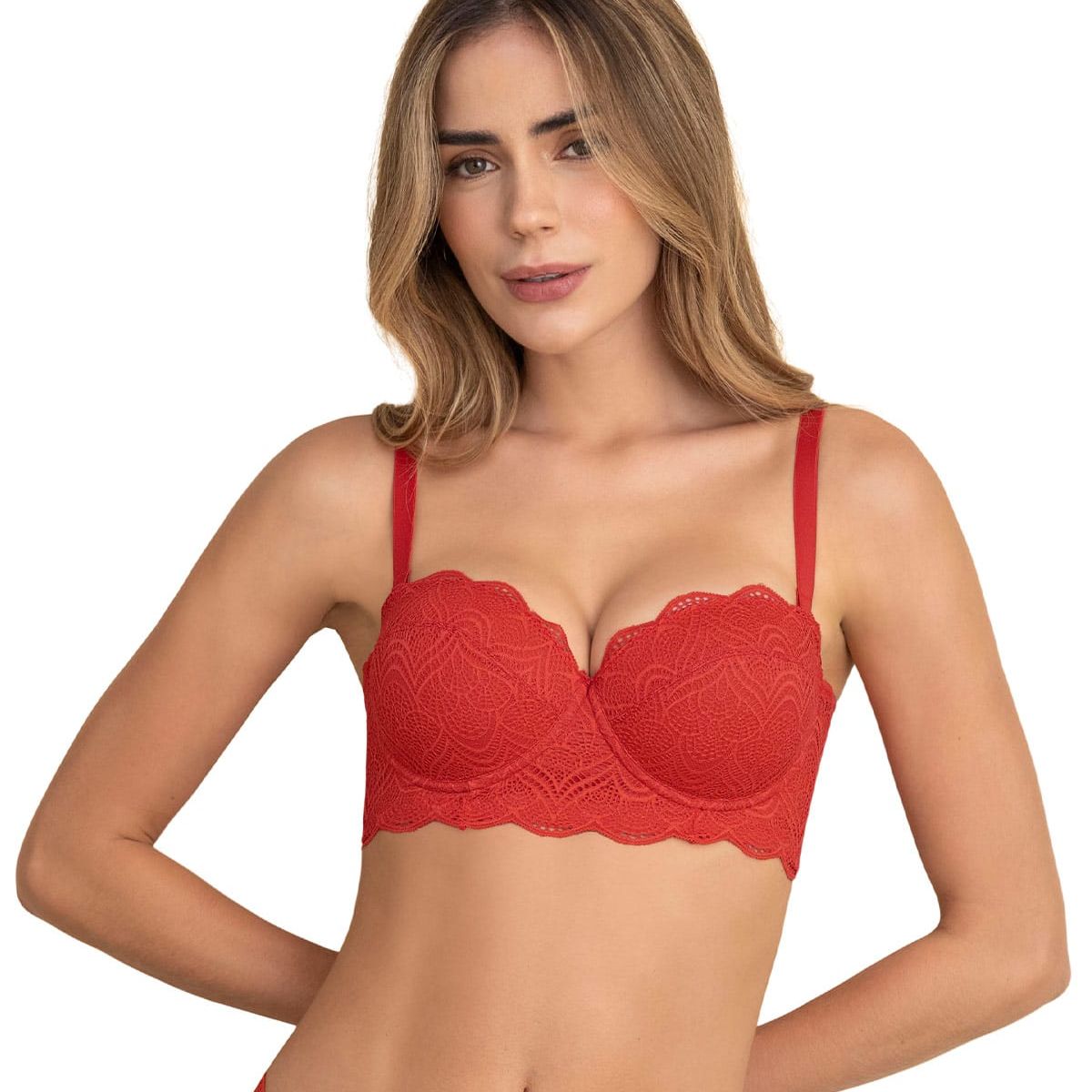 LEONISA - Sostén balconet de realce alto con máximo cubrimiento de espalda Special Fit 011877 Rojo