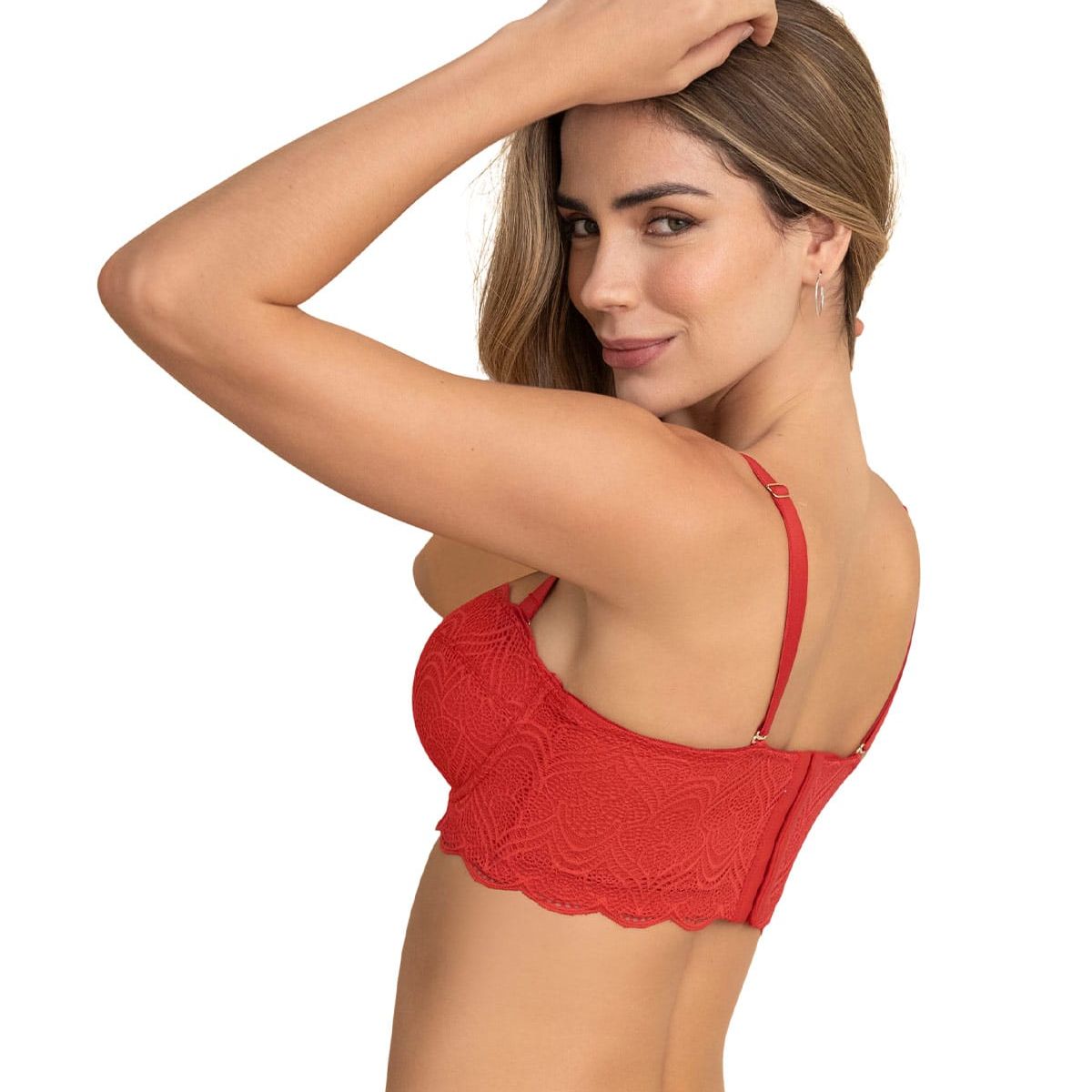 LEONISA - Sostén balconet de realce alto con máximo cubrimiento de espalda Special Fit 011877 Rojo