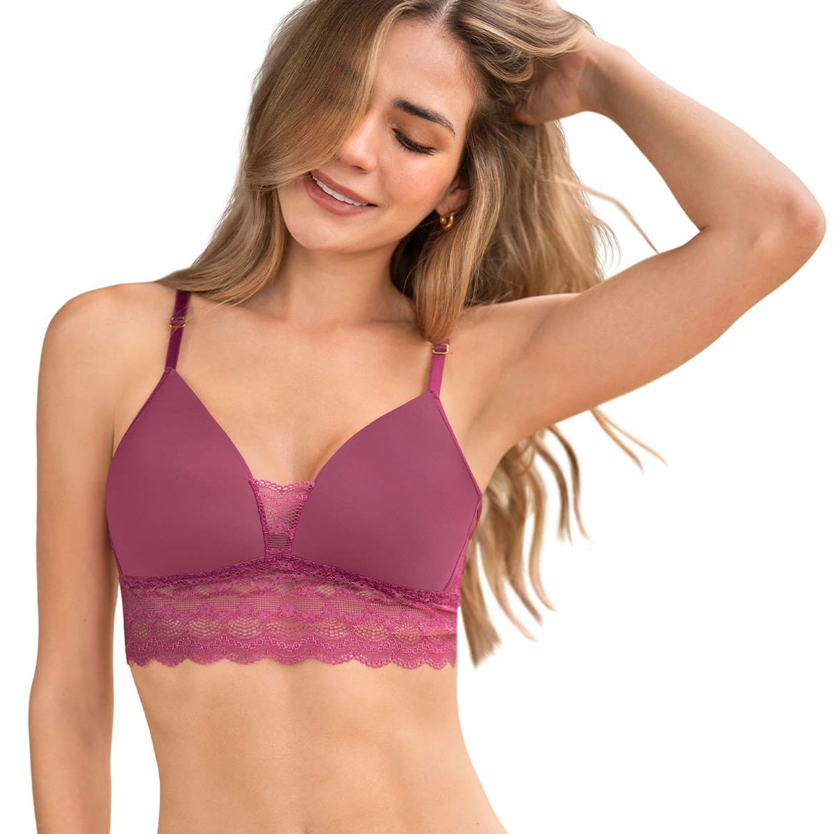 LEONISA - Sostén ultracómodo con delicados toques de encaje 011992 Morado