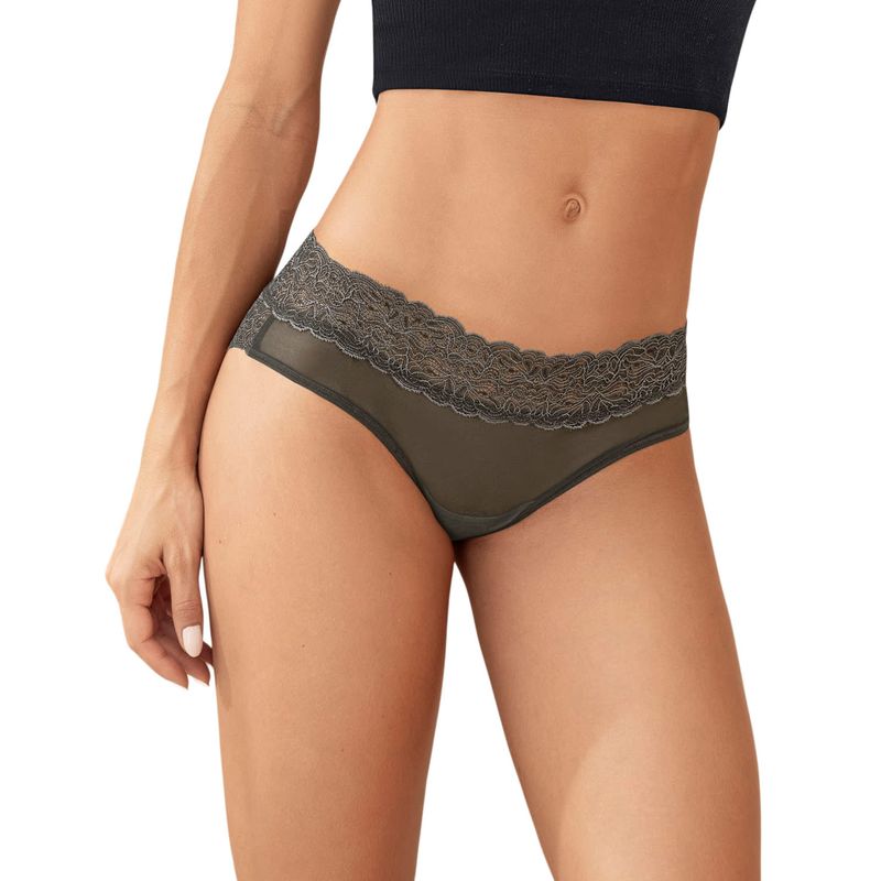 LEONISA - Calzón pantaleta de tiro medio en tul y encaje 012996 Verde