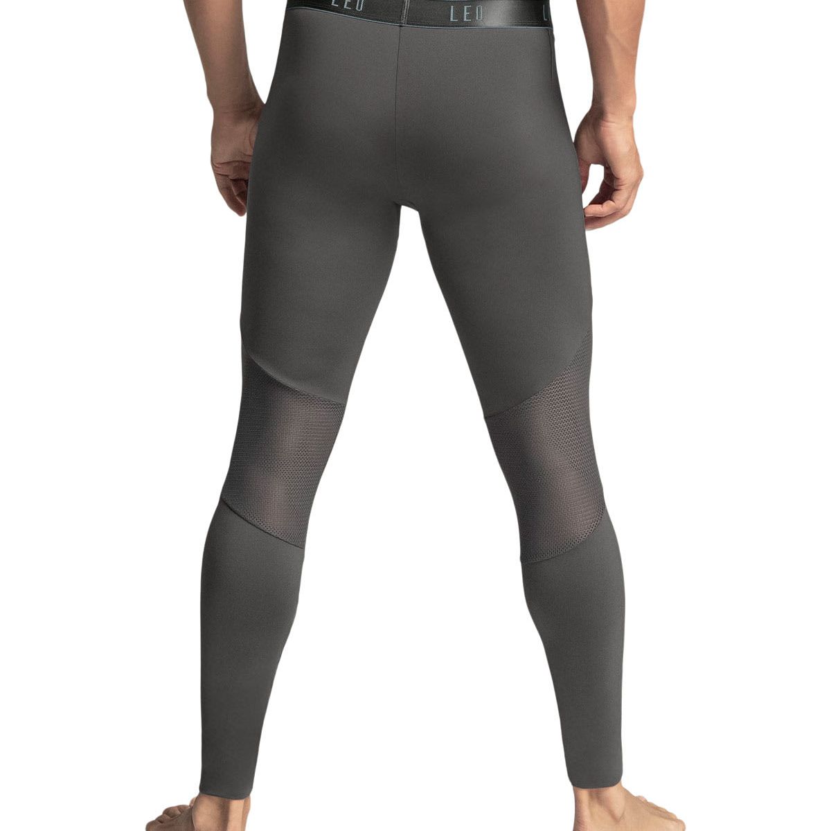 LEO - Calza deportiva en microfibra con mallas transpirables para hombre 033314 Gris