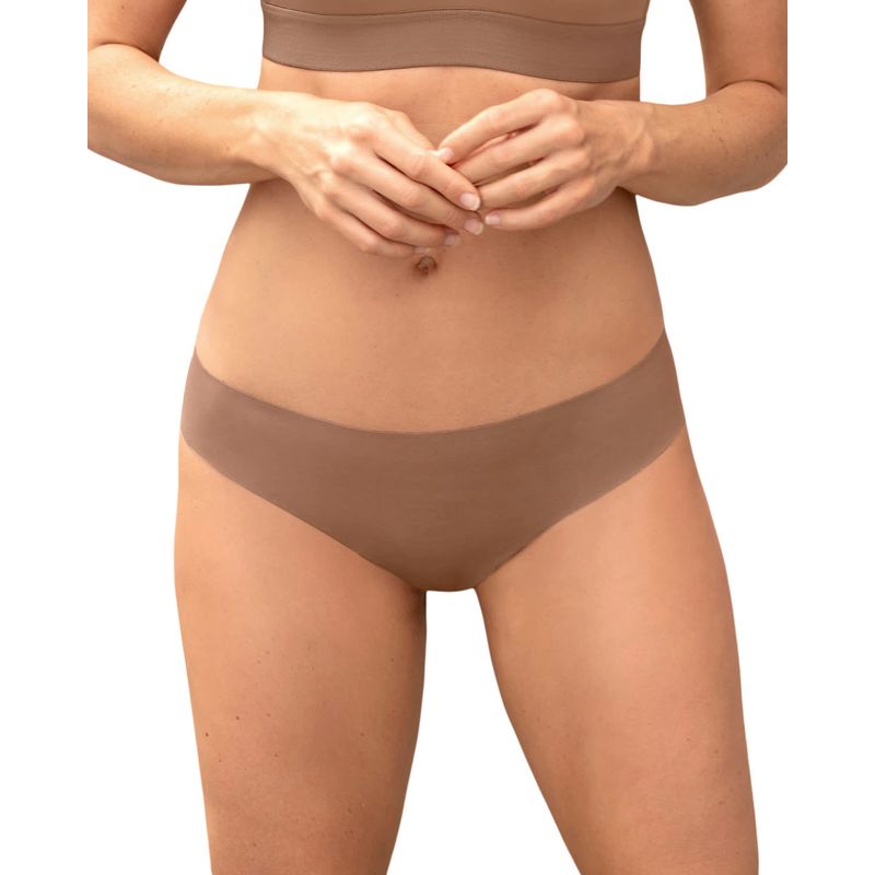 LEONISA - Calzón colaless invisible ultraplano sin elásticos y de pocas costuras 012720 Café Oscuro