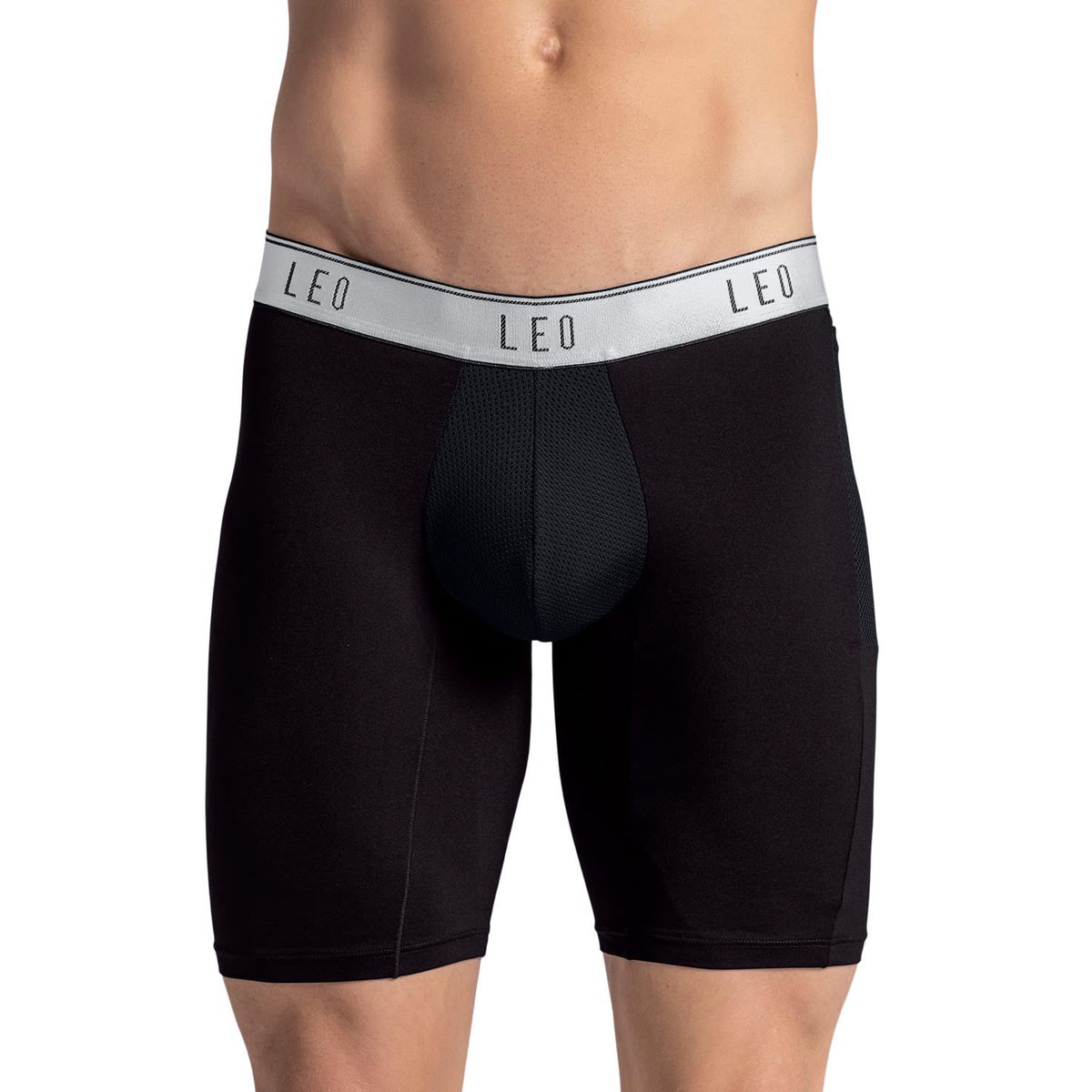 LEO - Bóxer deportivo largo con bolsillo lateral en microfibra 033309 Negro