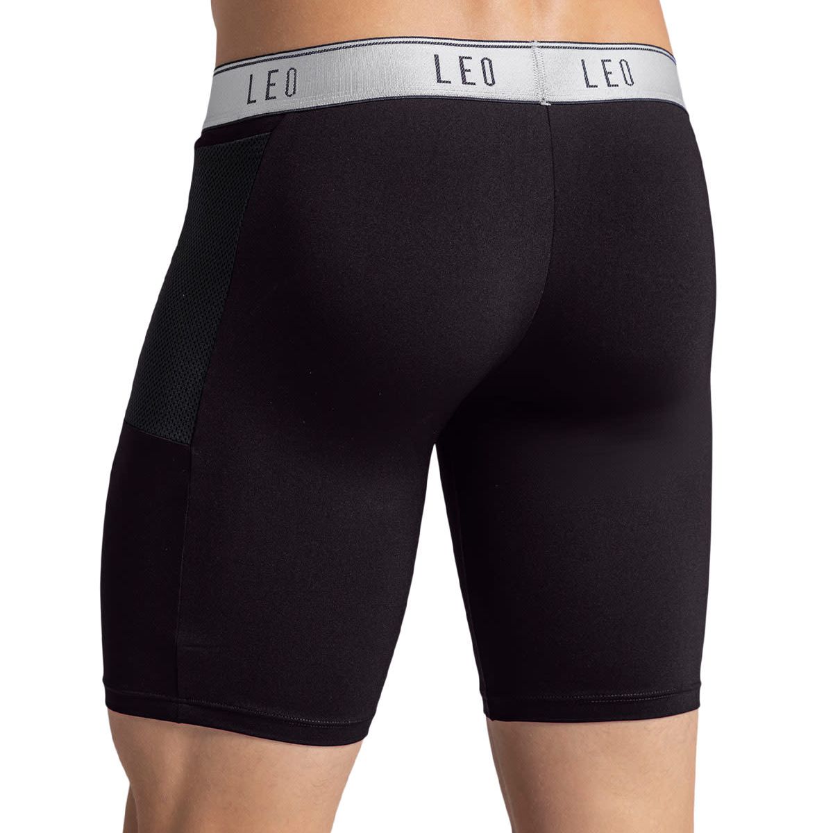 LEO - Bóxer deportivo largo con bolsillo lateral en microfibra 033309 Negro