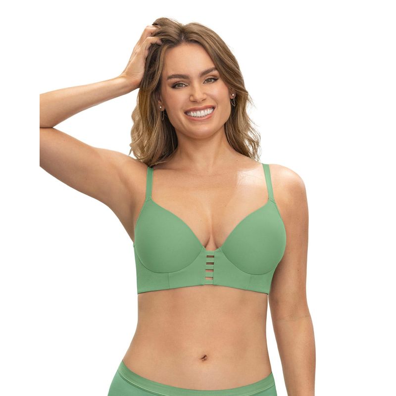 LEONISA - Sostén triangular de realce alto y buen cubrimiento Memory Bustier 091010 Verde