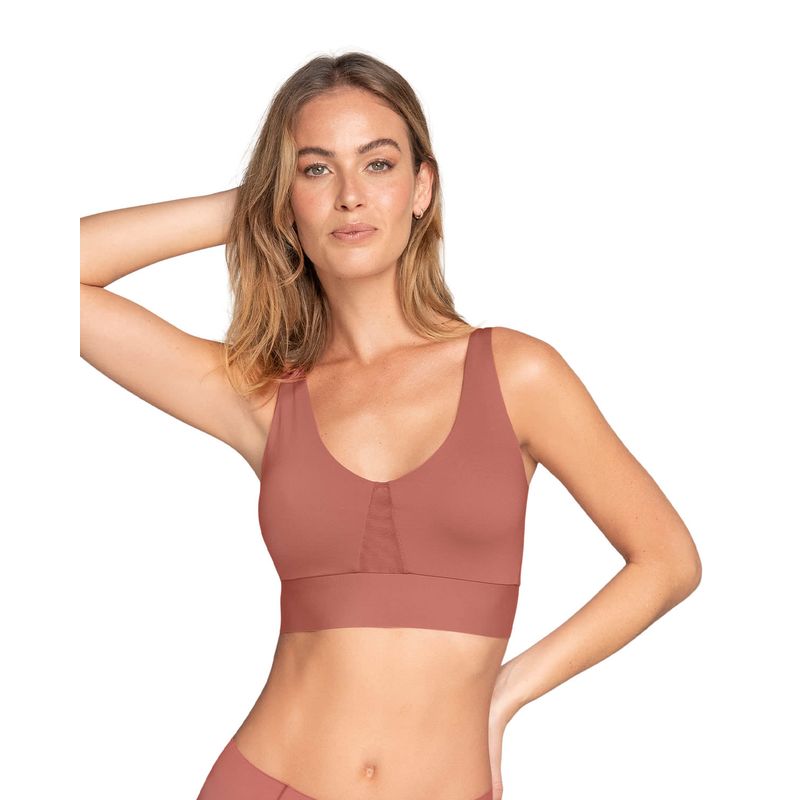 LEONISA - Sostén tipo top de copas extraíbles totalmente cómodo y liviano Flexi Brastop 091048 Coral