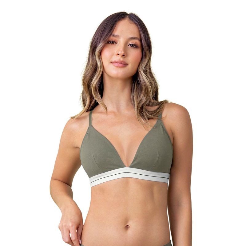 LEONISA - Sostén triangular en algodón liviano y cómodo 091099 Verde Claro
