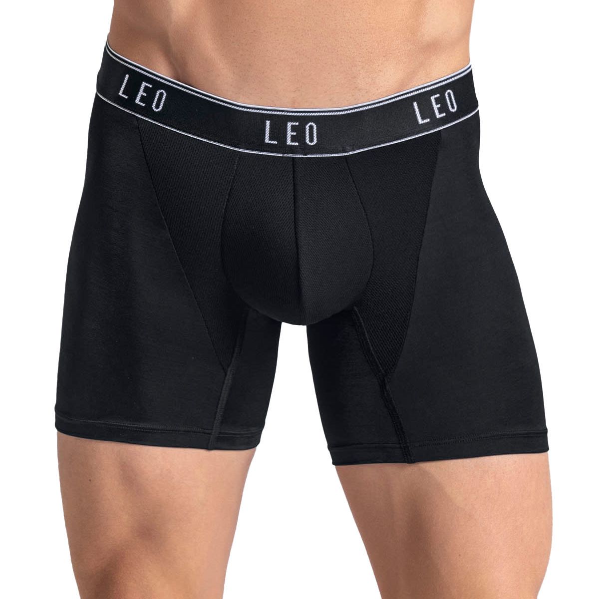 LEO - Bóxer en microfibra con mallas transpirables frontales 033354 Negro