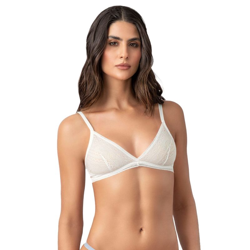 LEONISA - Bralette en encaje de textura ultrasuave 091143 Marfil