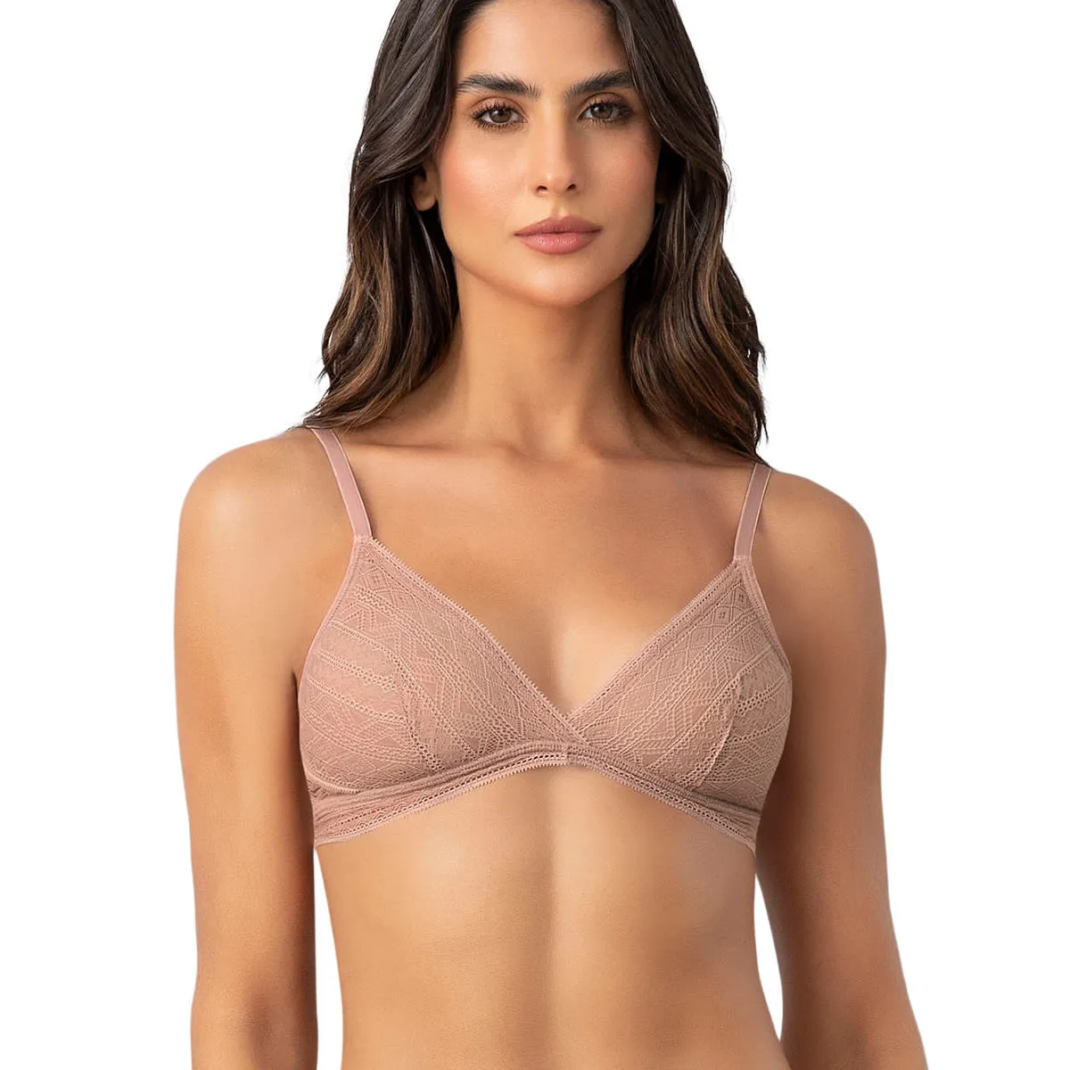 LEONISA - Bralette en encaje de textura ultrasuave 091143 Palo Rosa