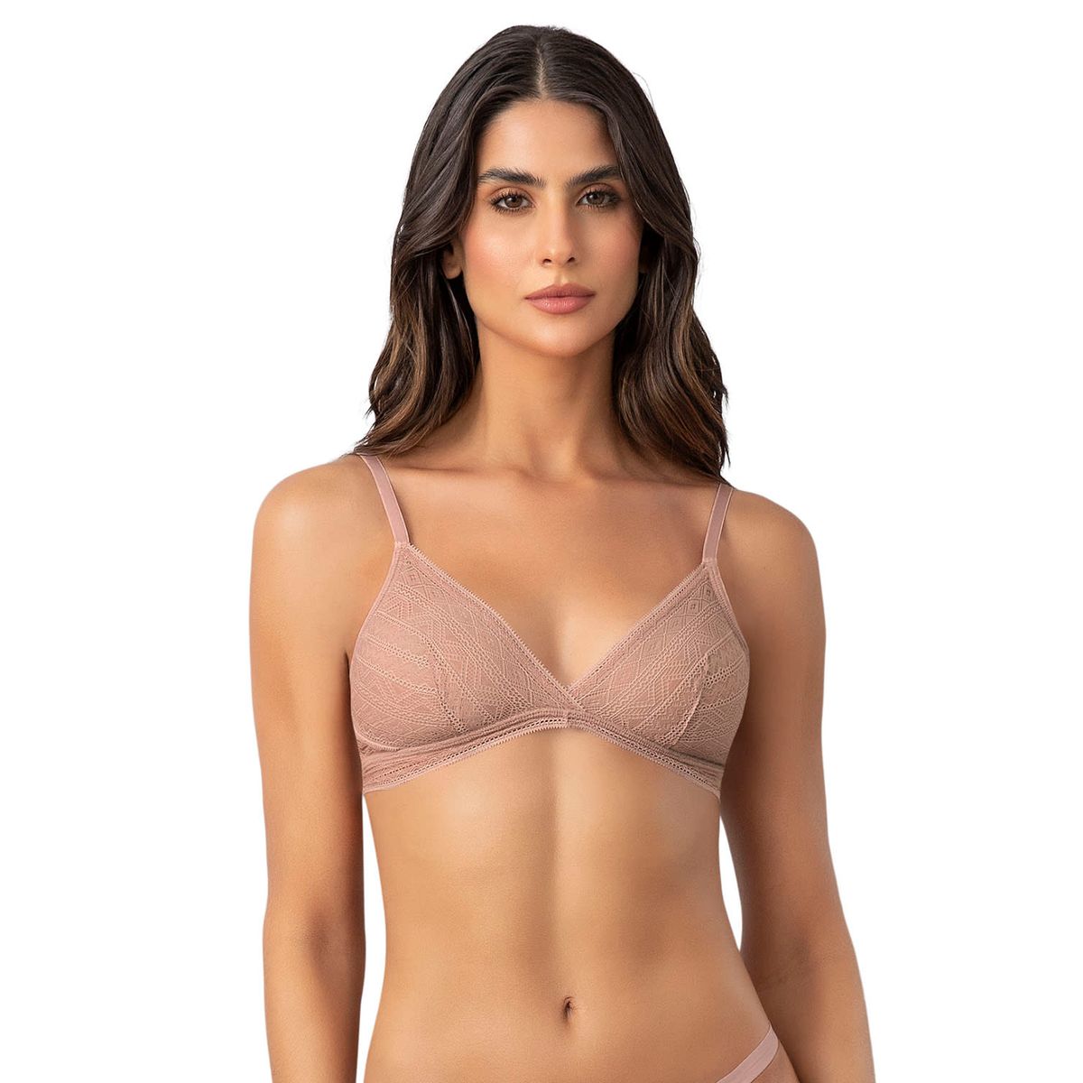 LEONISA - Bralette en encaje de textura ultrasuave 091143 Palo Rosa