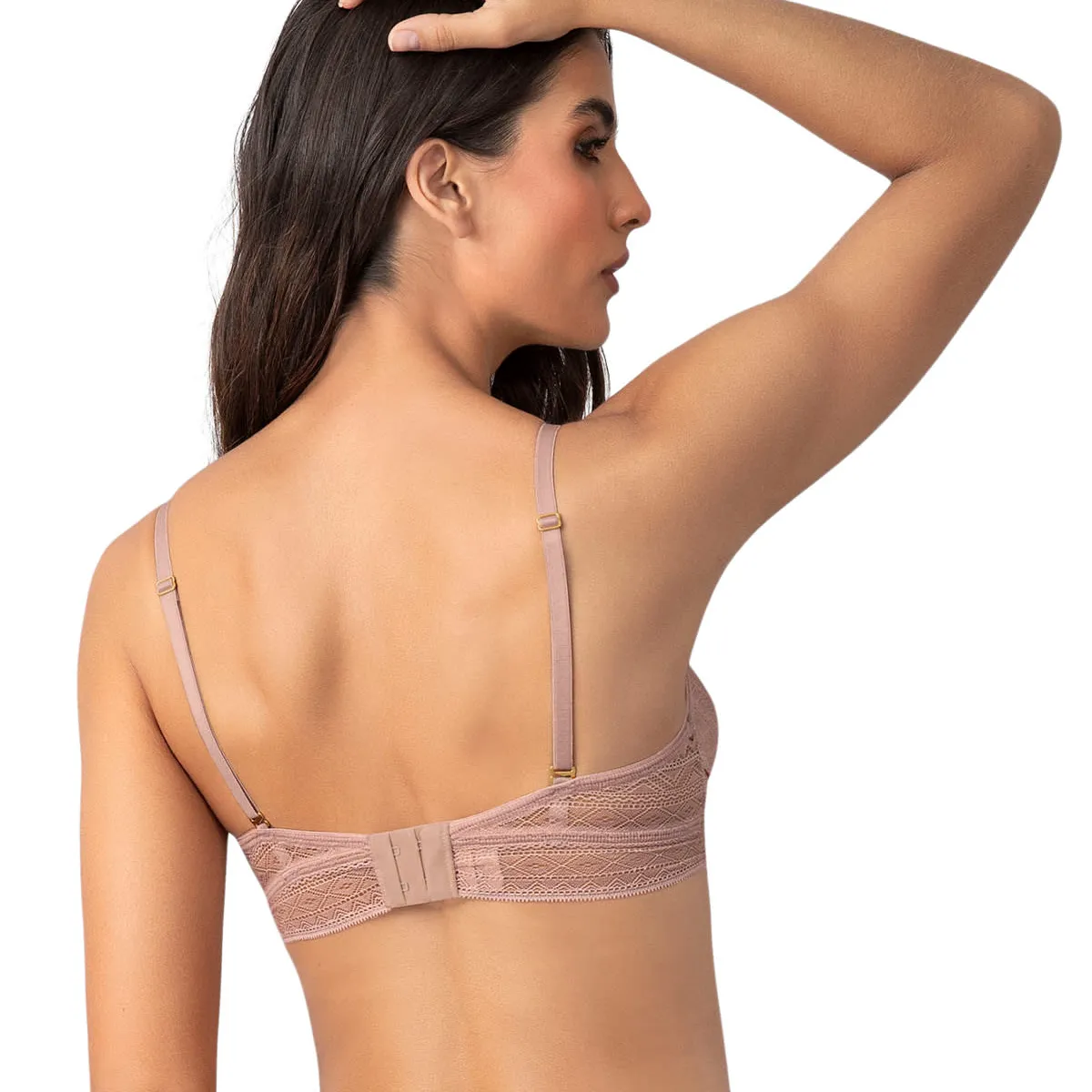 LEONISA - Bralette en encaje de textura ultrasuave 091143 Palo Rosa