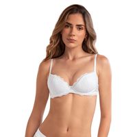 Sostén media copa con detalles de encaje en escote y espalda 091142 Blanco