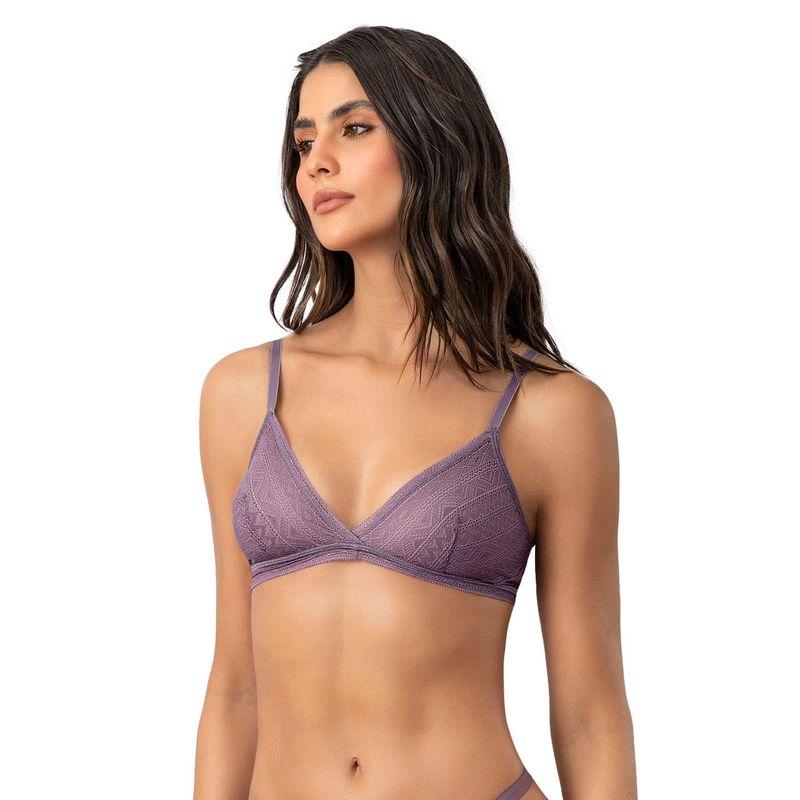 LEONISA - Bralette en encaje de textura ultrasuave 091143 Morado