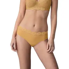 LEONISA - Pantaleta en tela ultraliviana con encaje 012967 Dorado