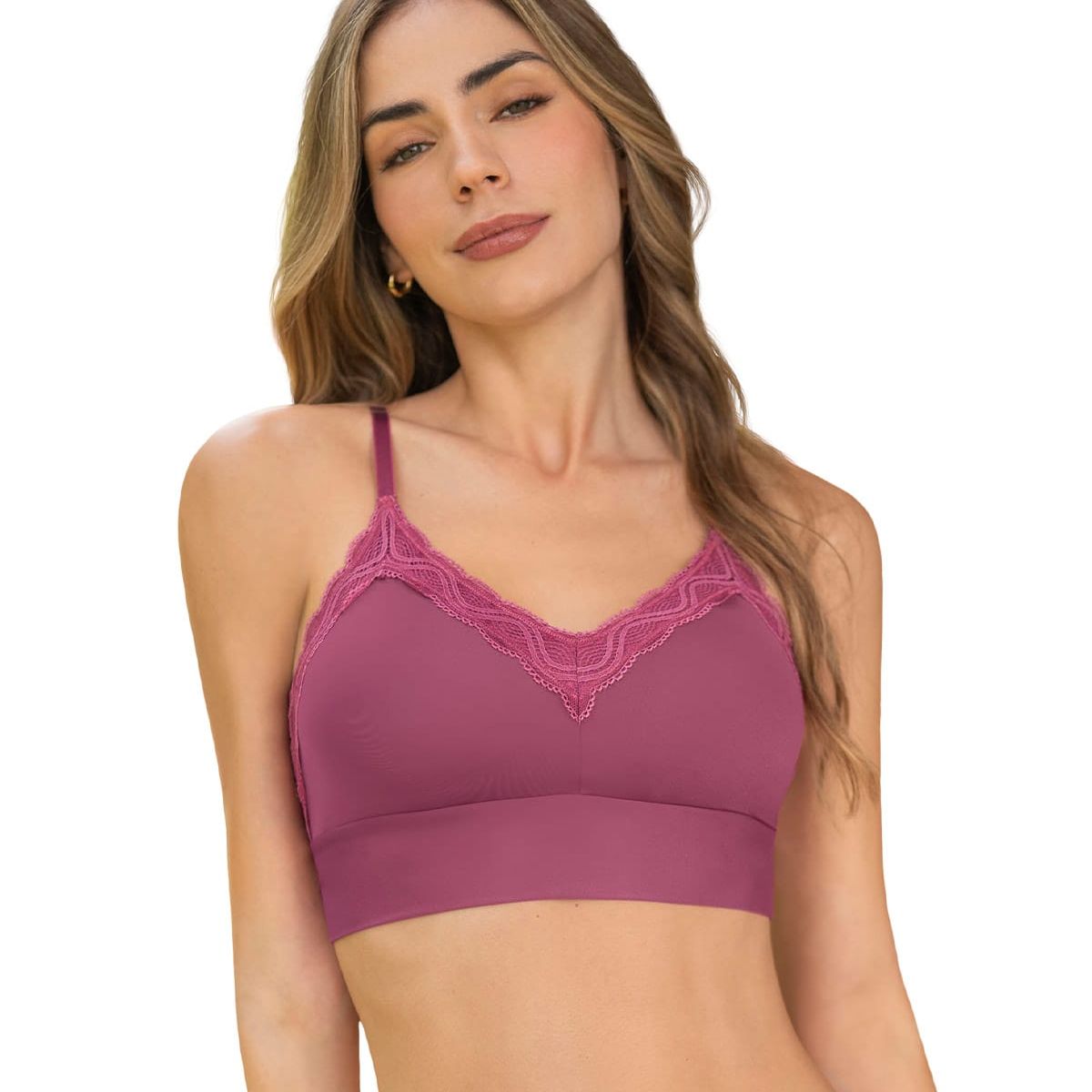 LEONISA - Bralette cómodo y suave con buen cubrimiento en espalda 091095 Morado
