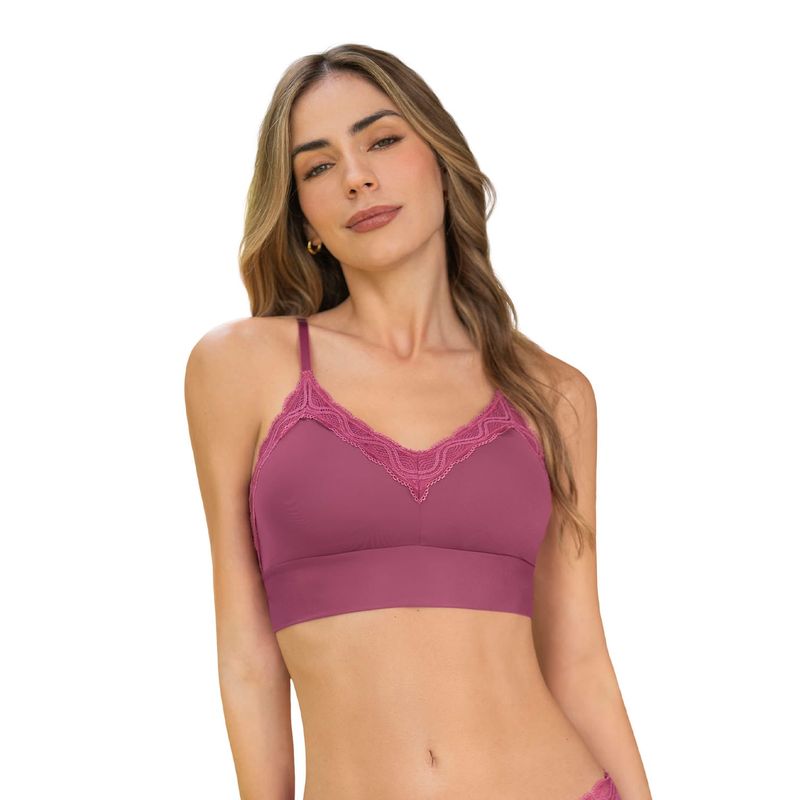 LEONISA - Bralette cómodo y suave con buen cubrimiento en espalda 091095 Morado